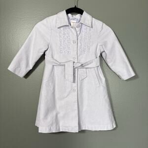 Gymboree Little Girls Light Purple Ruffle Front Trench Coat - Size Small 3 years